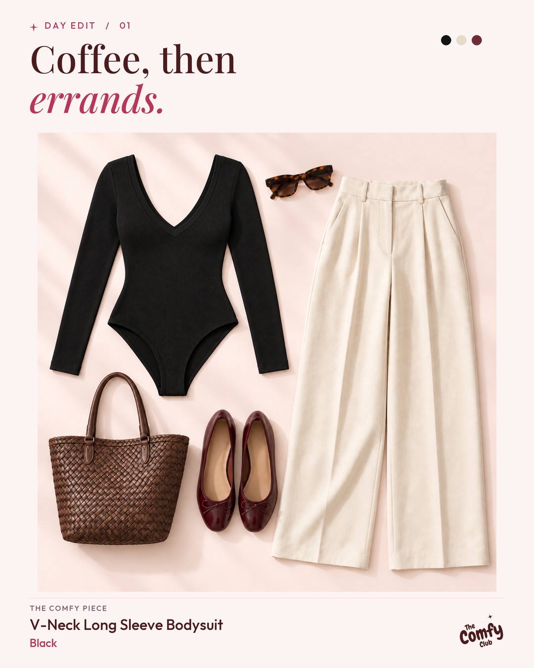 Outfit carousel · 1 of 2 — The outfit board pairs the product with a complete day look.