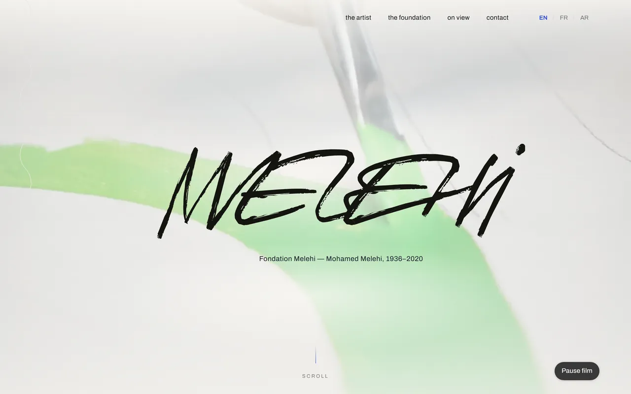 Mohamed Melehi painting in the foundation website's opening film.